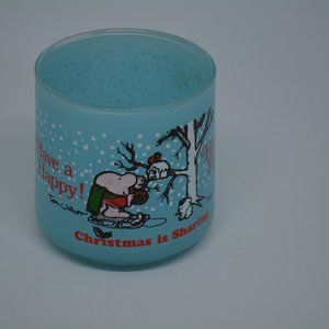 VTG Ziggy Christmas is Sharing Glass Votive Candle Holder Cup Trinket Dish 1978
